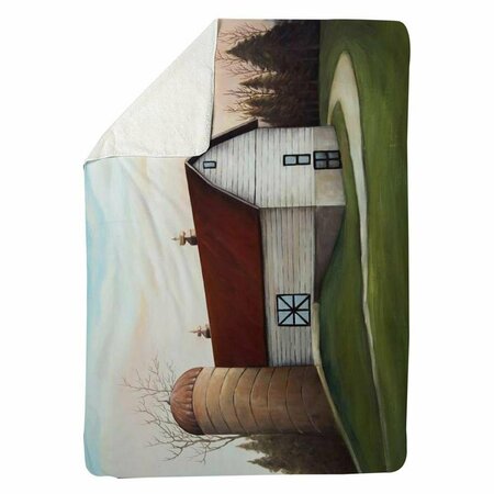 BEGIN HOME DECOR 60 x 80 in. White Barn-Sherpa Fleece Blanket 5545-6080-AR16